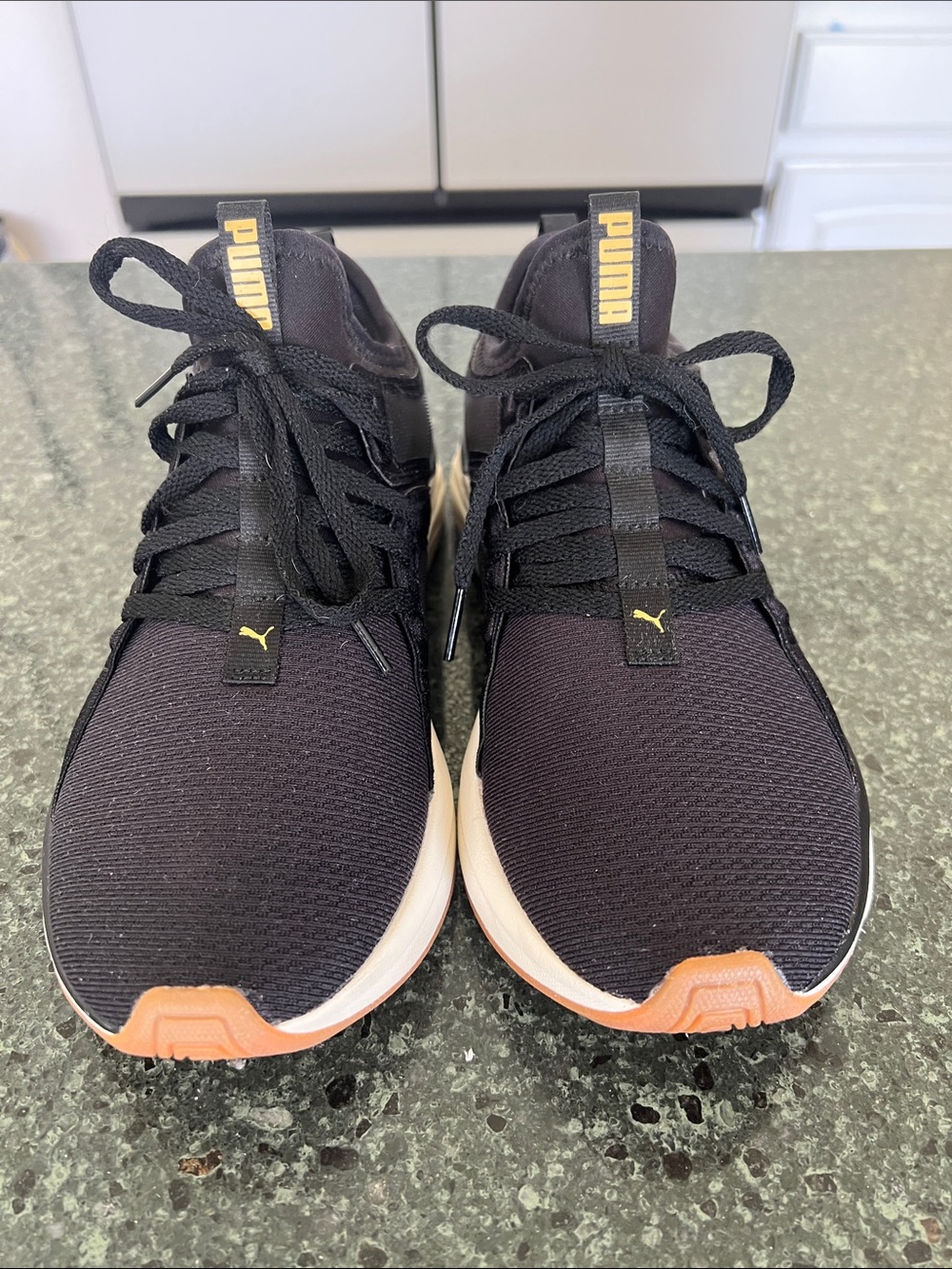 Puma Black Athletic Sneakers with Tan Accent